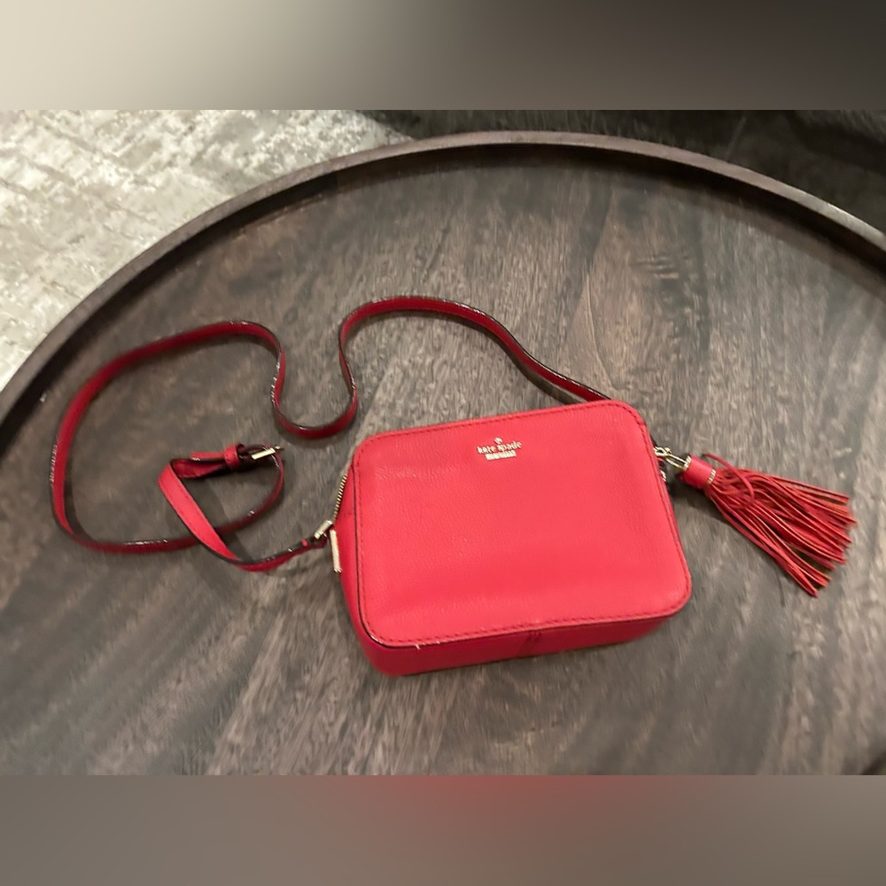 Kate Spade Crossbody - Red w/ adjustable strap & tassel embellishment